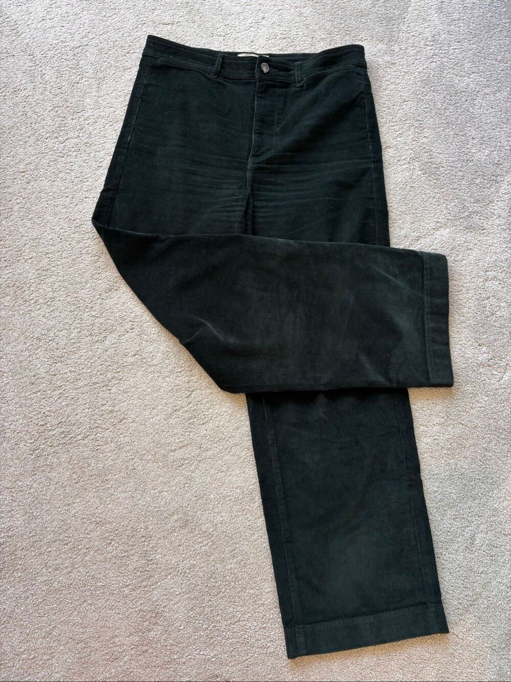 NWOT EVERLANE THE CORDUROY WIDE-LEG PANT Deep green, Sz 12 $100 G17 - Picture 3 of 8
